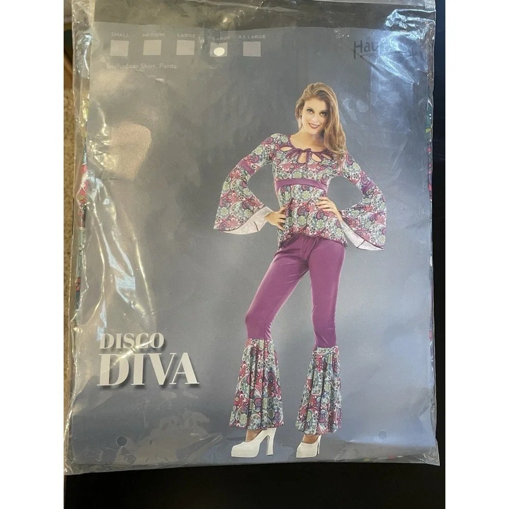 Hauntlook‎ Disco Diva Halloween Costume XL Adult Women's Groovy 70's Party Sexy
